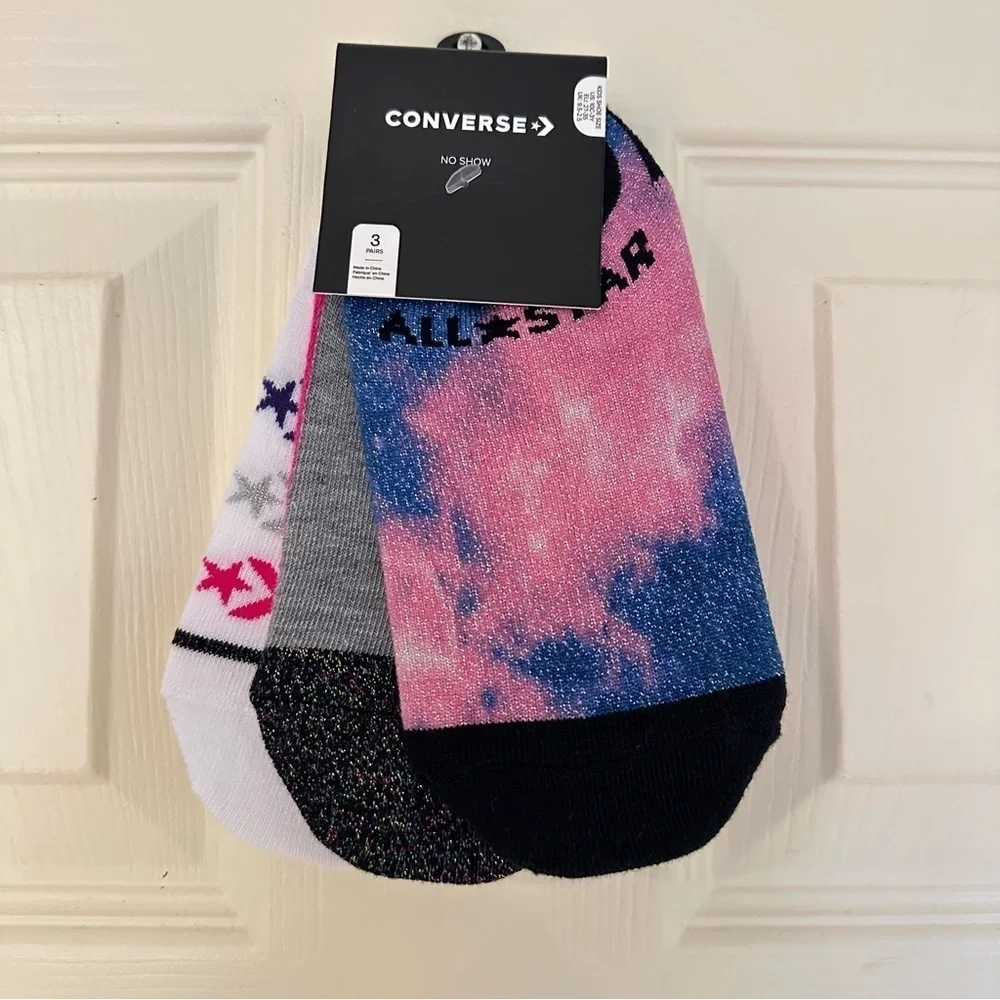 NWT Converse Glitter No Show Socks Pack of Three